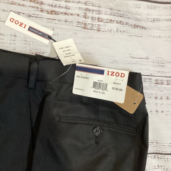 1610. Men’s Izod Black Textured Slacks NWT Size 36x32 - Picture 2 of 5